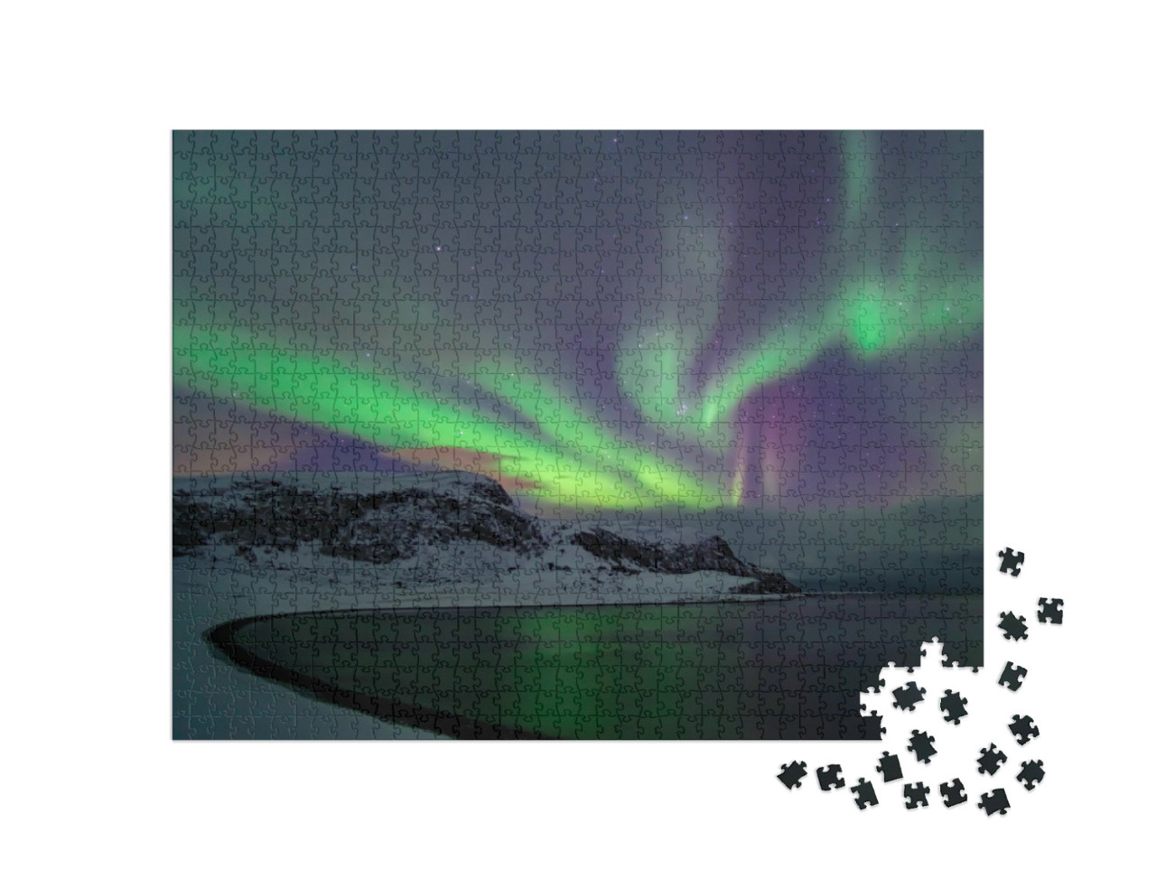 Puzzle 1000 Teile „Nordlicht Aurora Borealis am Nordkap“