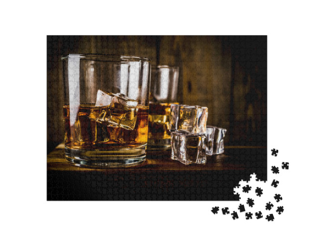 Puzzle 1000 Teile „Zwei Whiskey-Gläser mit Eiswürfeln“