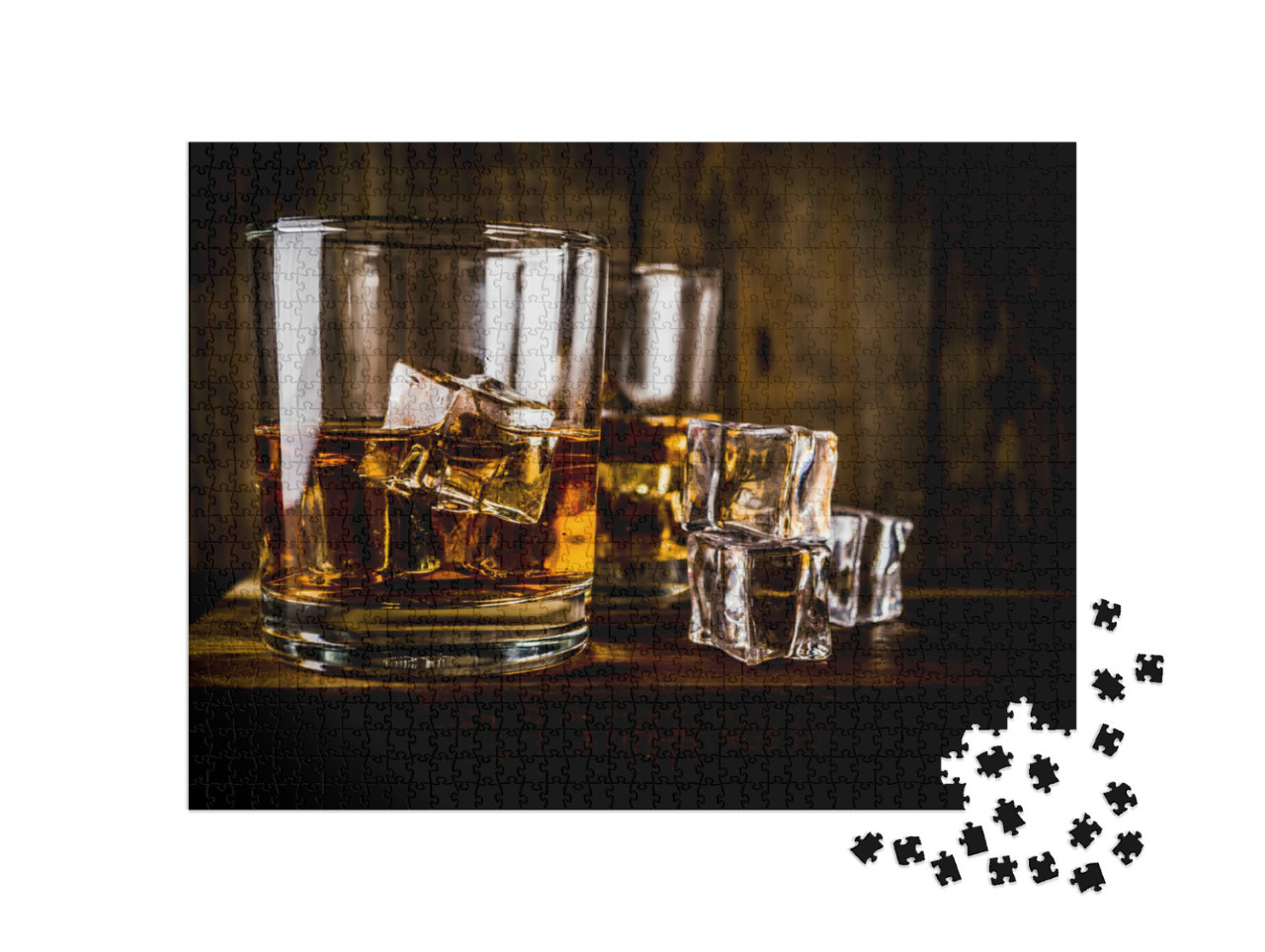 Puzzle 1000 Teile „Zwei Whiskey-Gläser mit Eiswürfeln“