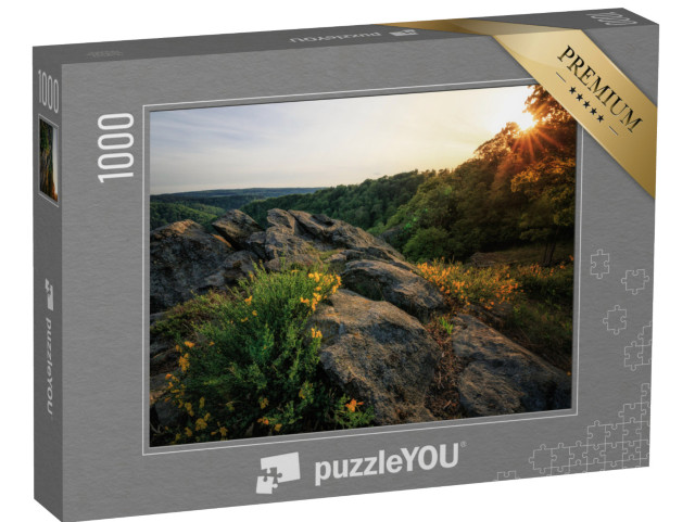 Puzzle 1000 Teile „Das Tal der Bode im Harz im wunderschönen Sonnenuntergang“