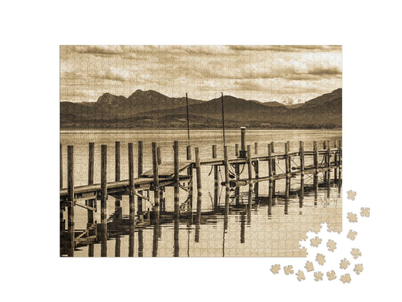 Puzzle 1000 Teile „Retrospektive des Holzstegs bei Gstadt am Chiemsee“
