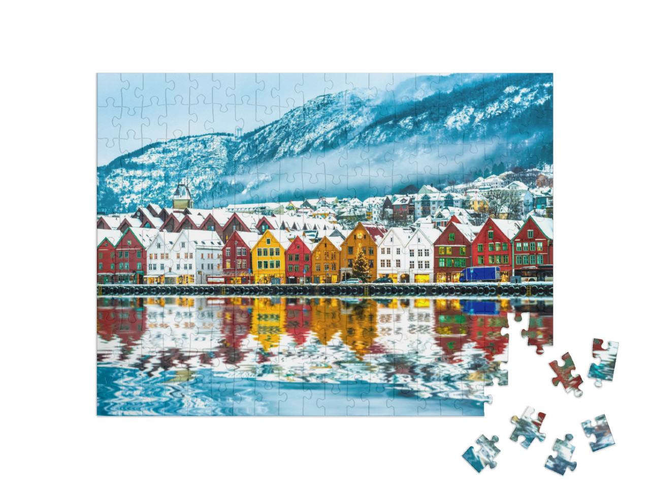 Puzzle 200 Teile „Blick auf Bergen, Norwegen“