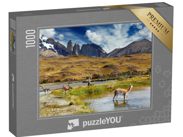 Puzzle 1000 Teile „Guanako im Torres del Paine National Park, Patagonien, Chile“