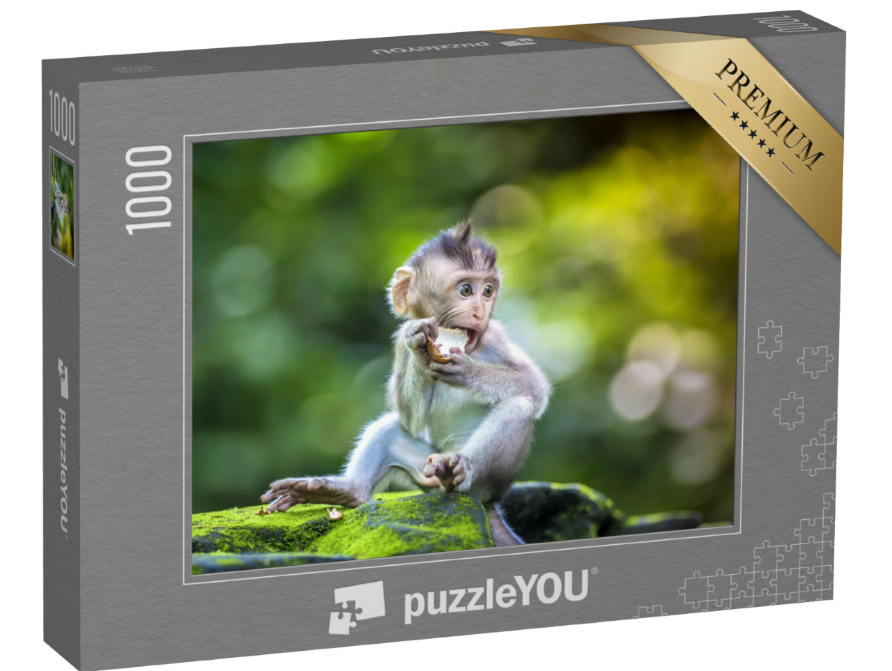 Puzzle 1000 Teile „Kleiner Baby-Affe im Affenwald von Ubud, Bali, Indonesien“