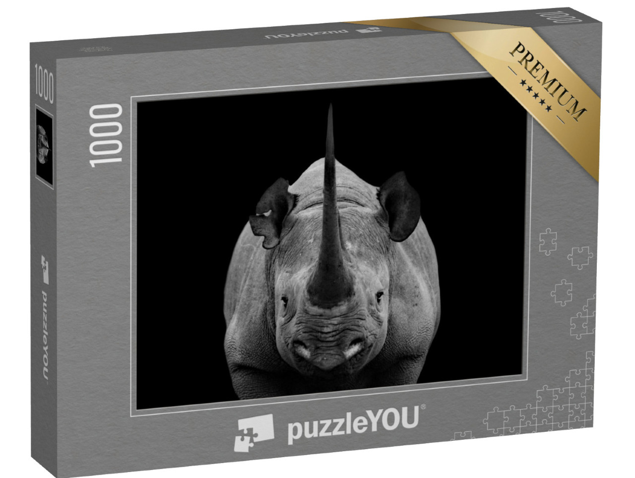 Puzzle 1000 Teile „Auge in Auge mit einem Nashorn “