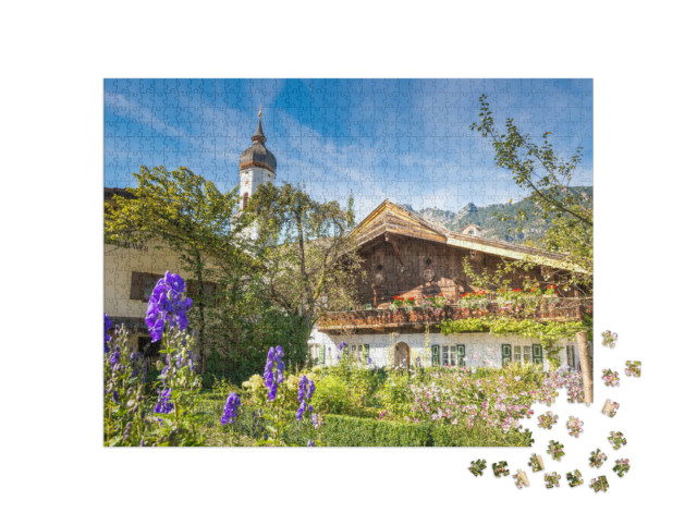 Puzzle 1000 Teile „Historische Stadt Garmisch-Partenkirchen, Bayern, Deutschland“