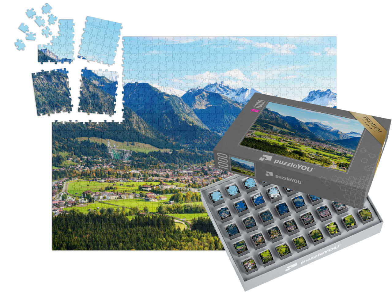 Puzzle „Panoramablick auf Oberstdorf im Allgäu“ | SMART SORTED® 1000 Teile