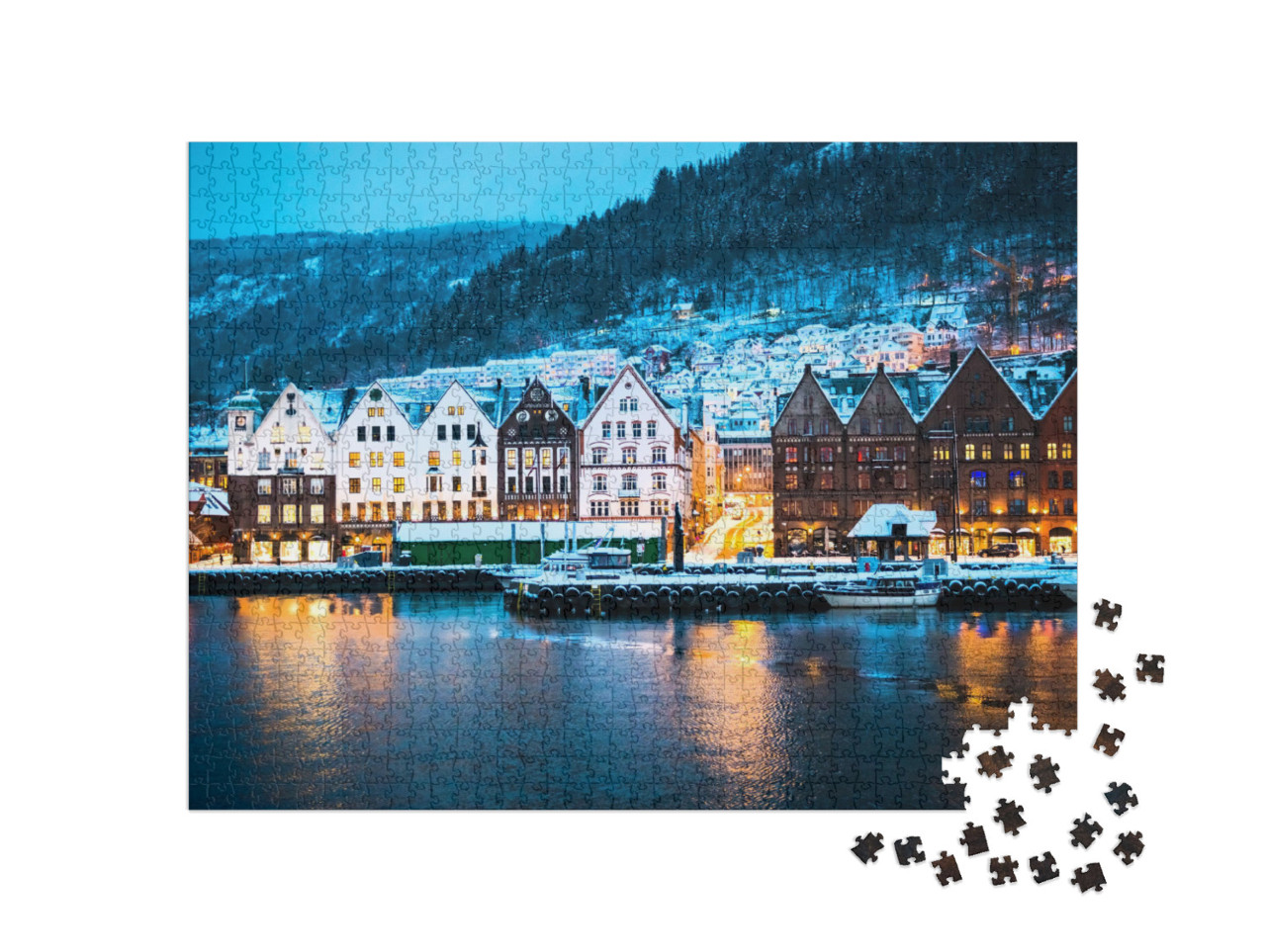 Puzzle 1000 Teile „Pittoresker Stadtteil Brygge in der norwegischen Stadt Bergen“