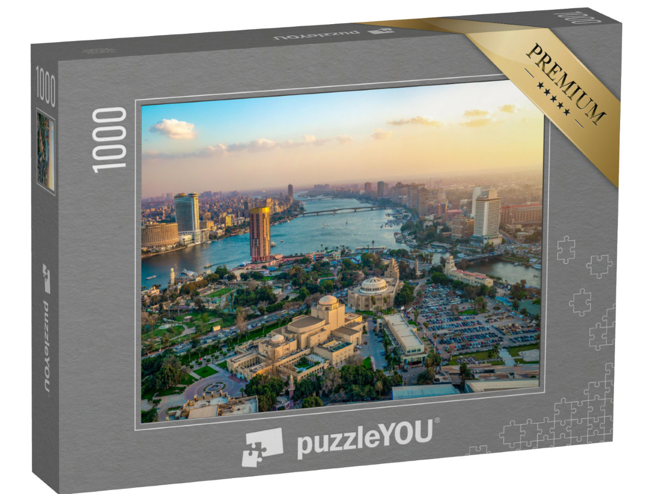 Puzzle 1000 Teile „Panorama der Kairoer Stadtlandschaft bei Sonnenuntergang, Ägypten“