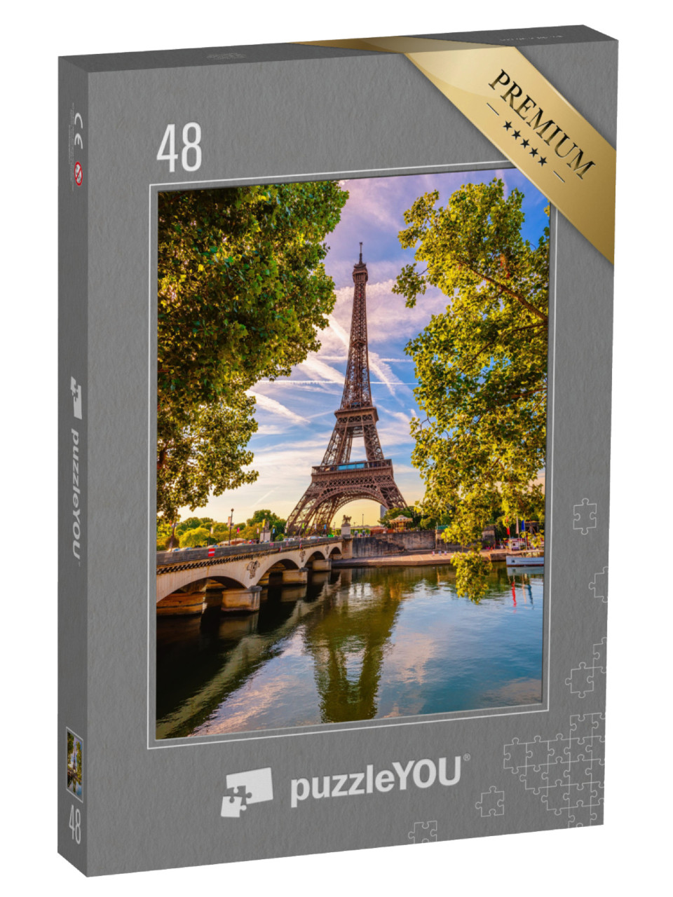 Puzzle 48 Teile „Eiffelturm und Fluss Seine, Wahrzeichen von Paris, Frankreich“