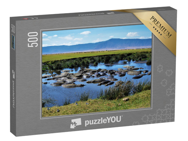 Puzzle 500 Teile „Nilpferdbecken, Ngorongoro-Krater, Tansania“