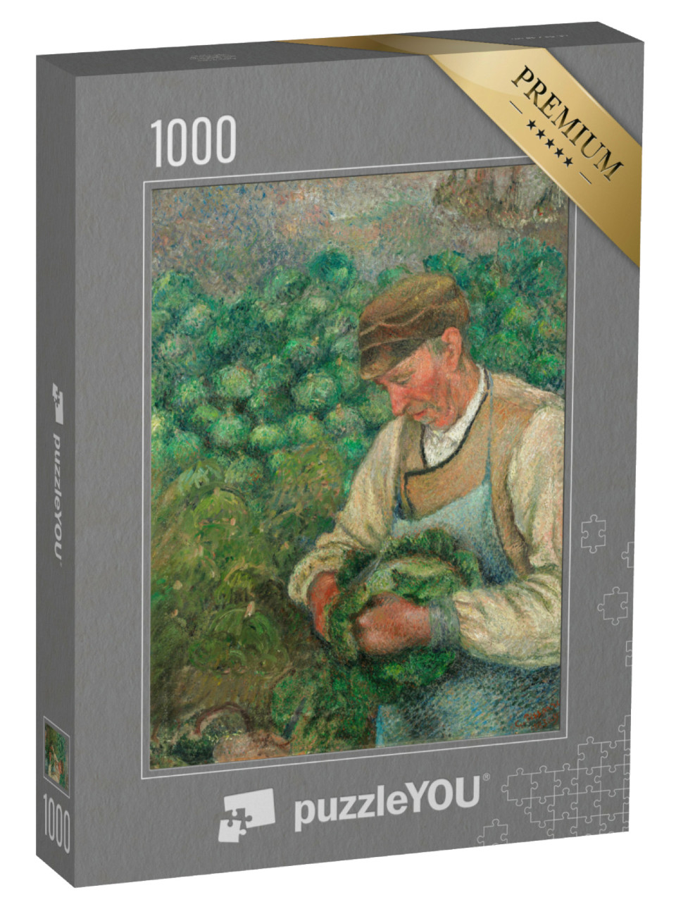 Puzzle 1000 Teile „Camille Pissarro - Der Gärtner - Alter Bauer mit Kraut“