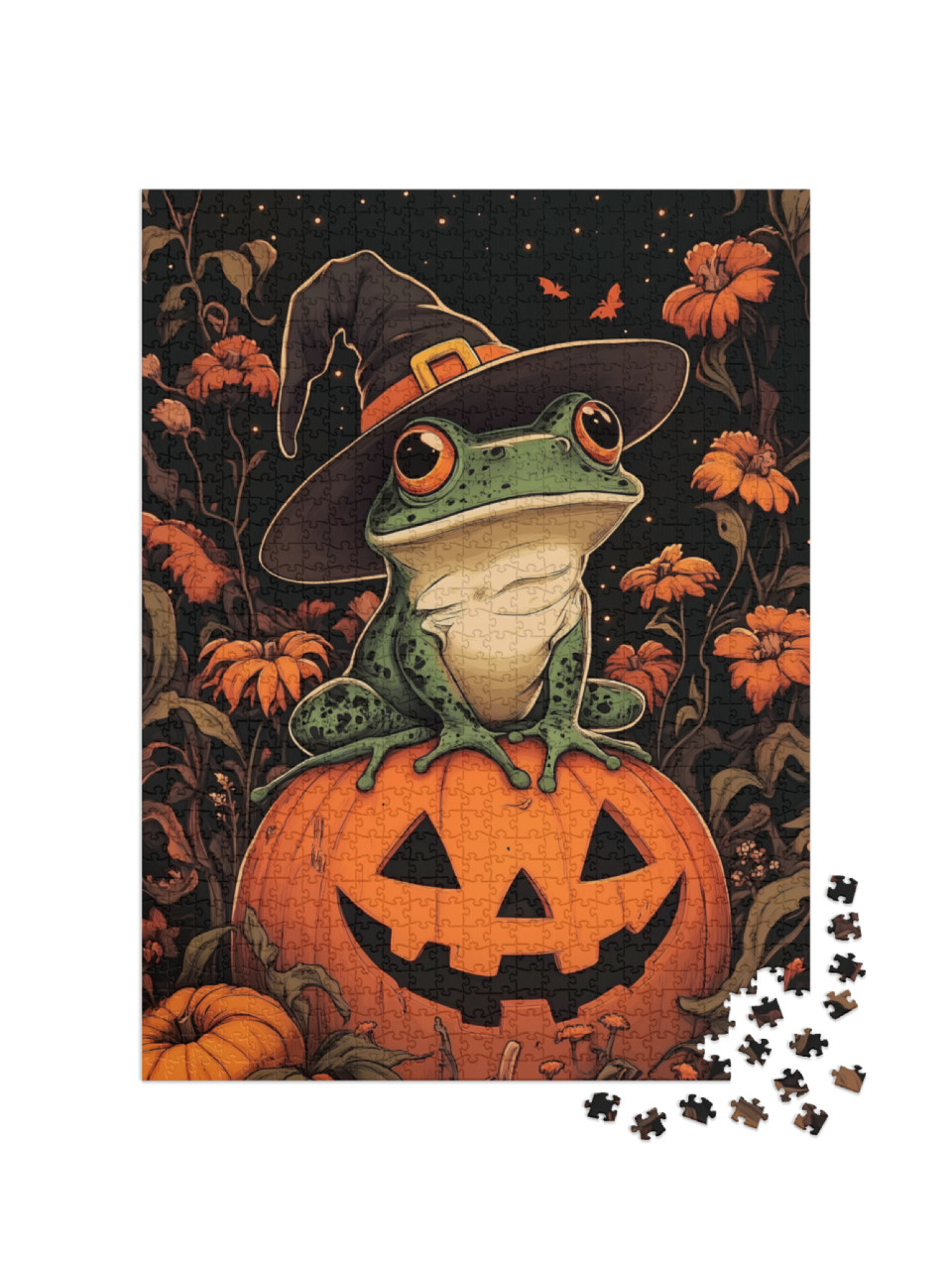 Puzzle 1000 Teile „Halloween Zauberfrosch“