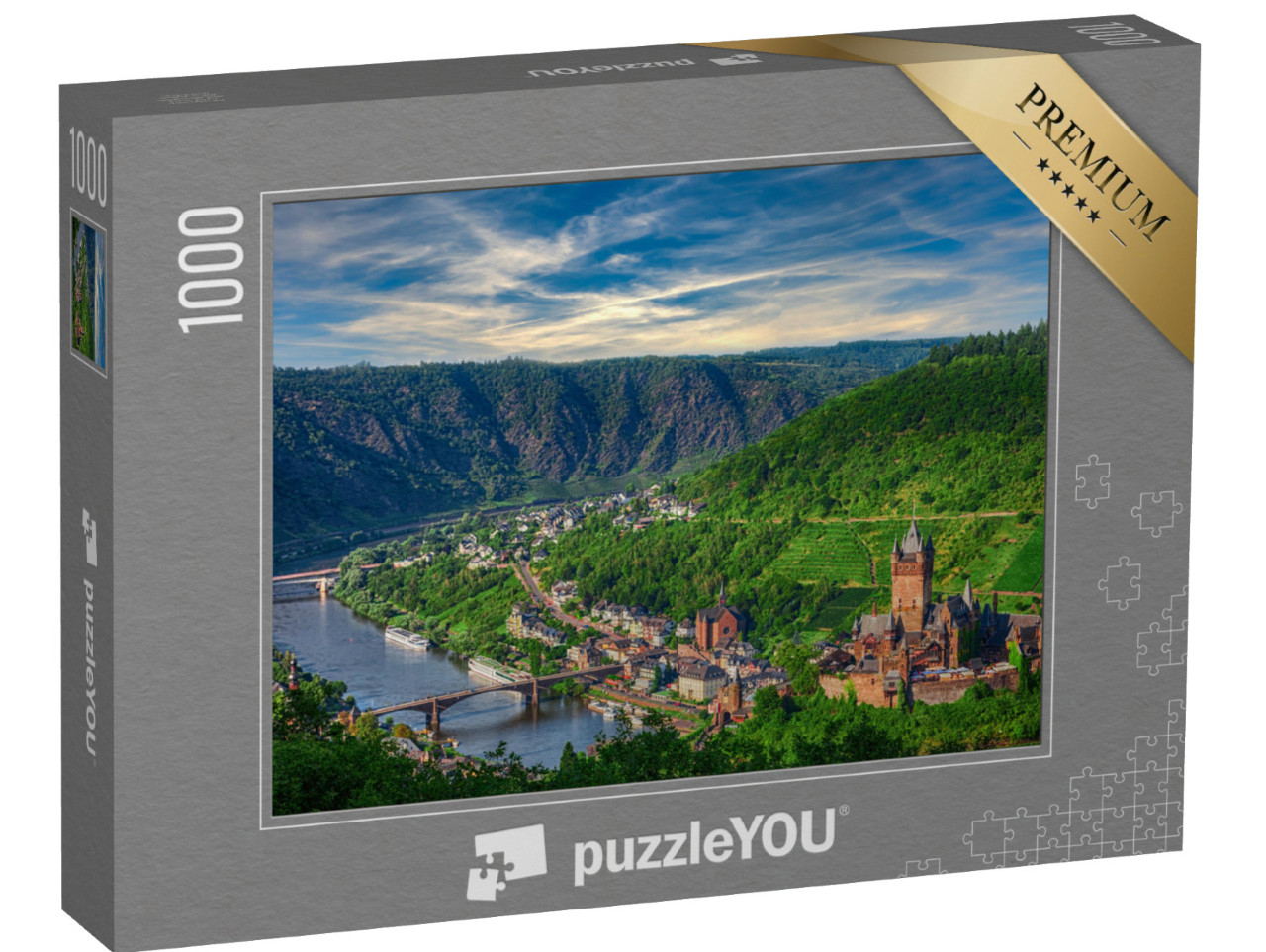 Puzzle 1000 Teile „Stadt und Burg Cochem an der Mosel in Deutschland“