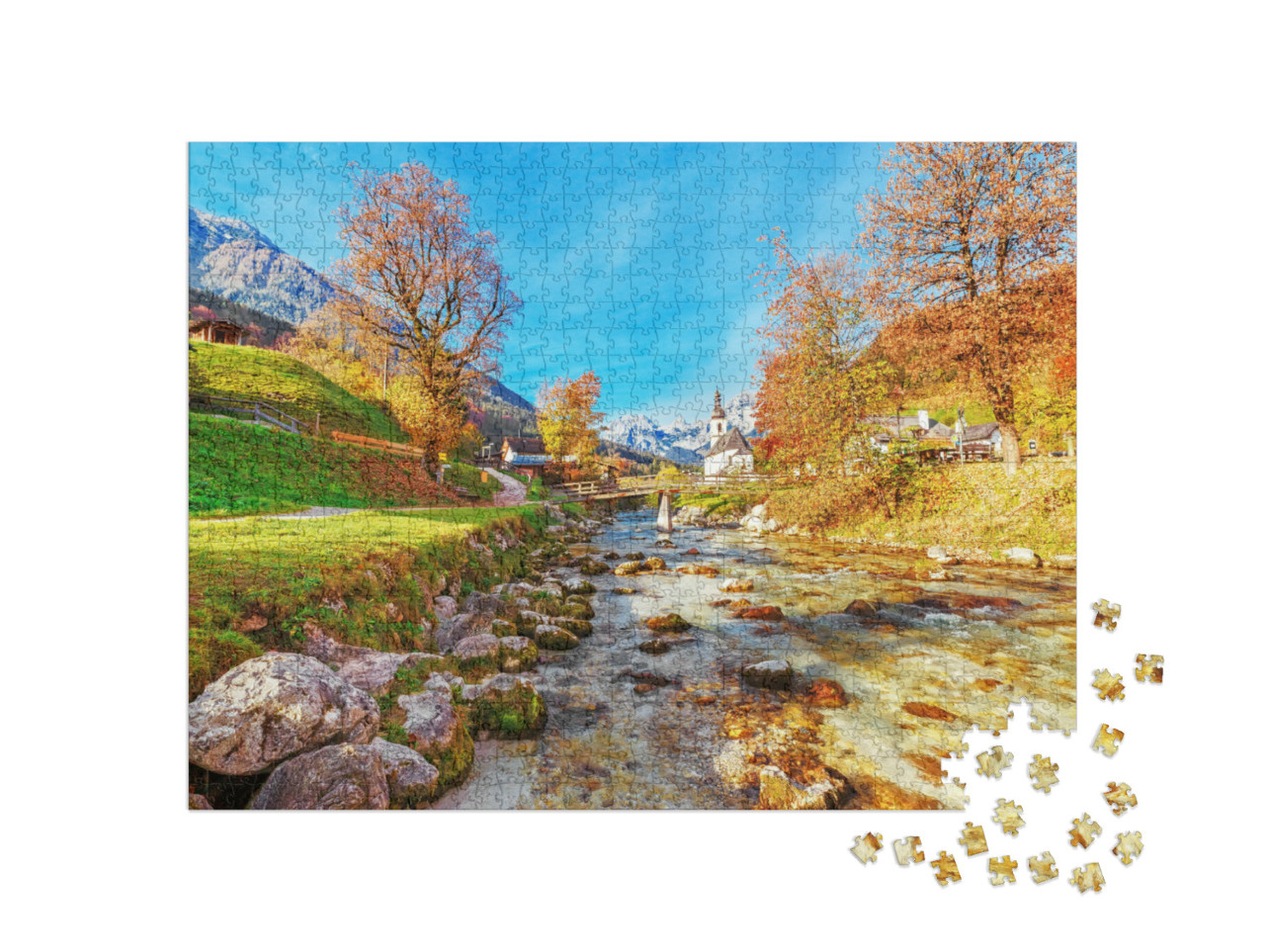 Puzzle 1000 Teile „Herbstlandschaft des Nationalparks Ramsau, Oberbayern, Deutschland“
