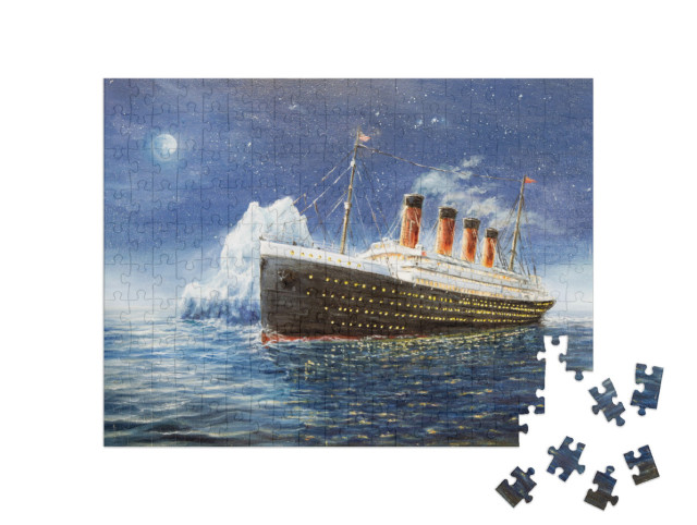 Puzzle 200 Teile „Ölgemälde: Die Titanic zerschellt am Eisberg“