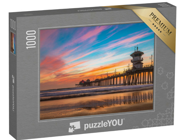 Puzzle 1000 Teile „Wunderschöner Sonnenuntergang über dem Huntington Beach Pier, Kalifornien“