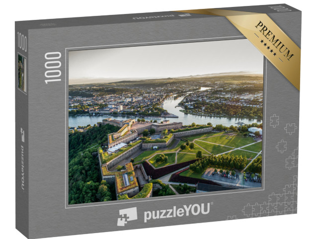 Puzzle 1000 Teile „Luftaufnahme der Festung Ehrenbreitstein und der Stadt Koblenz am Rhein“