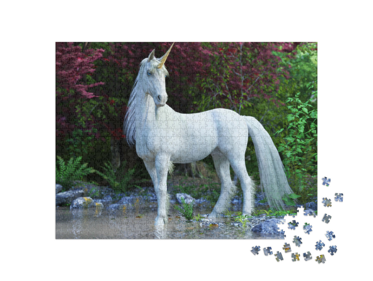 Puzzle 1000 Teile „Mythisches weißes Einhorn“