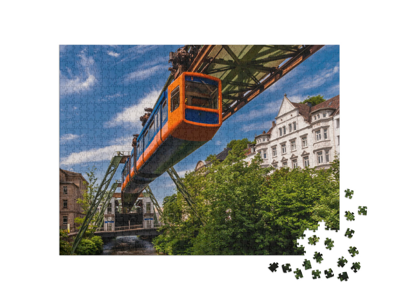 Puzzle 1000 Teile „Die Schwebende Straßenbahn in Wuppertal“