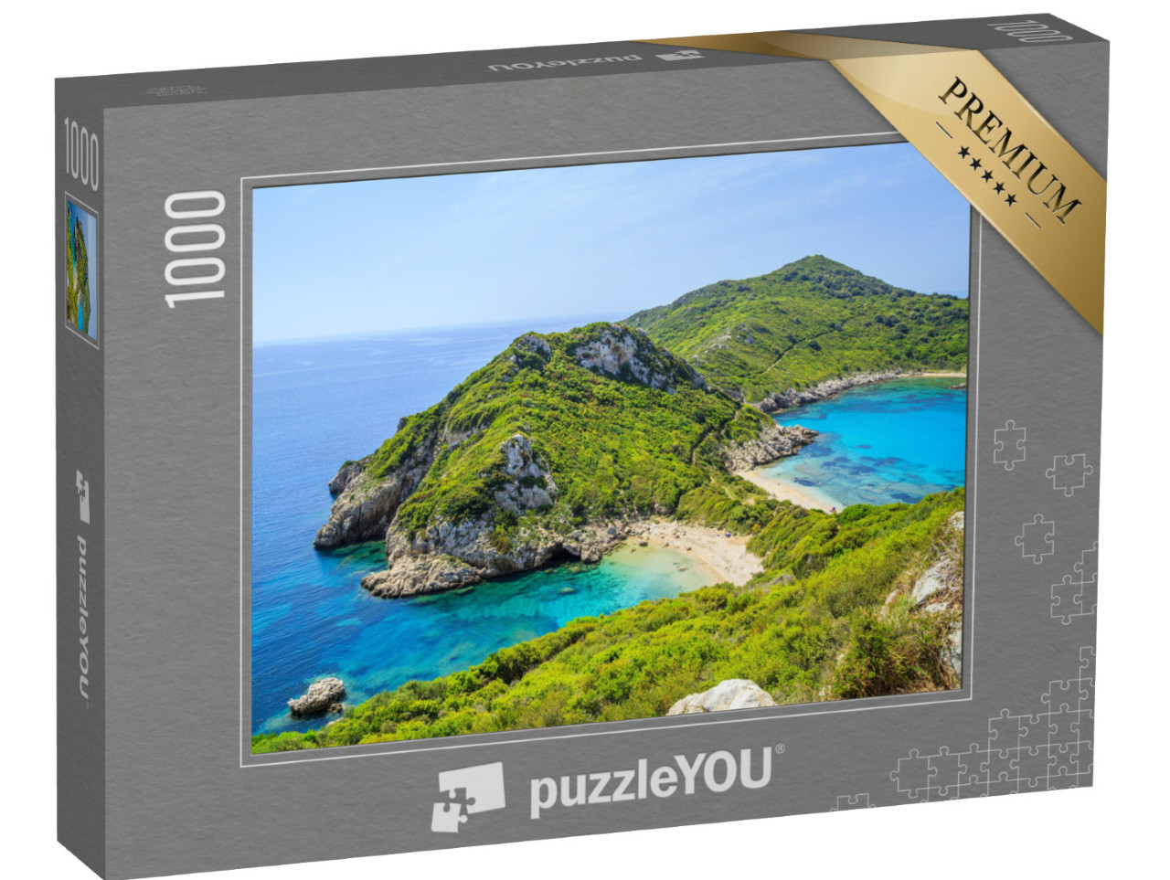 Puzzle 1000 Teile „Panorama des Strandes Prto Timoni, Korfu, Griechenland“