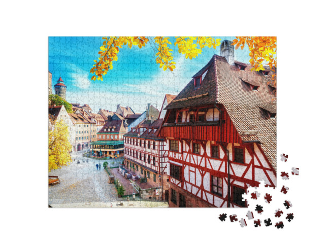 Puzzle 1000 Teile „Altstadt von Nürnberg im sonnigen Herbst, Deutschland“