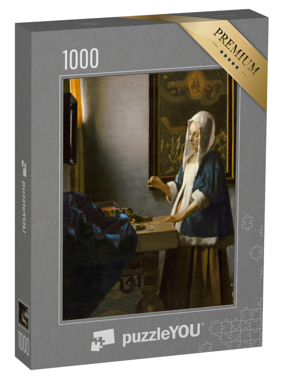 Puzzle 1000 Teile „Johannes Vermeer - Frau hält eine Waage“