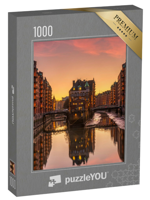 Puzzle 1000 Teile „Die alte Speicherstadt in Hamburg, Deutschland“