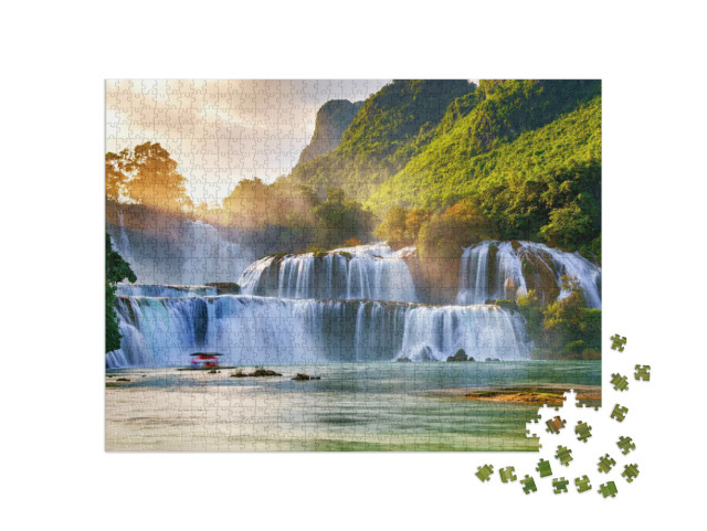 Puzzle 1000 Teile „Luftaufnahme des Wasserfalls Ban Gioc, Cao Bang, Vietnam“
