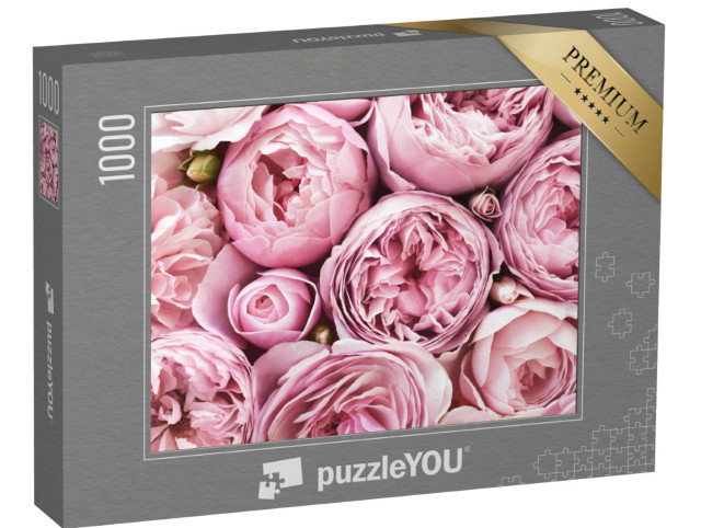Puzzle 1000 Teile „Dicht gedrängte, rosa-samtige Rosenblüten“