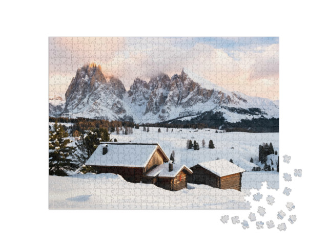 Puzzle 1000 Teile „Alpe di Suisi im Winter“