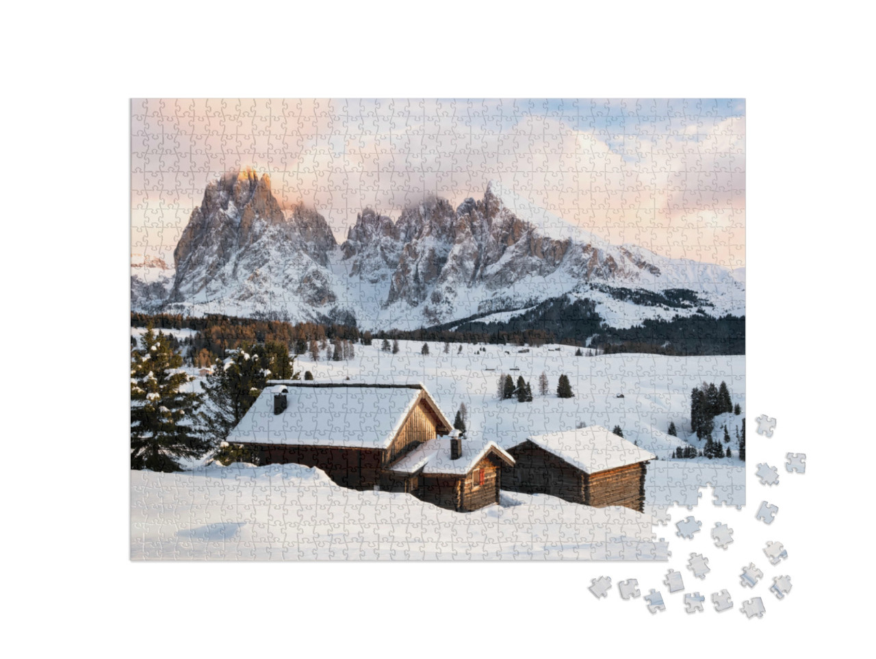 Puzzle 1000 Teile „Alpe di Suisi im Winter“