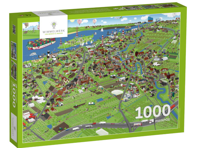 Puzzle 1000 Teile „Wimmelbild Lühe“