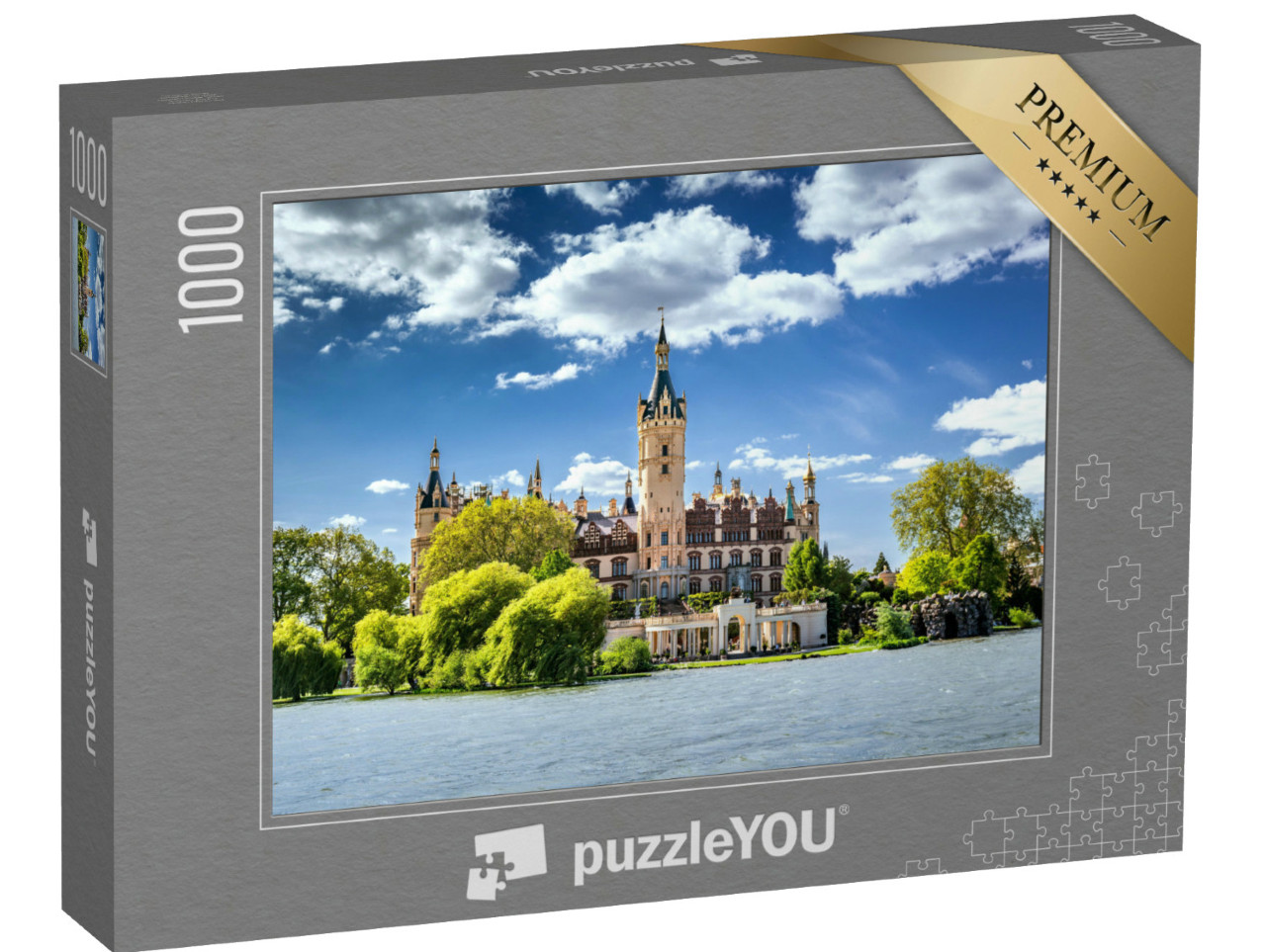 Puzzle 1000 Teile „Das Schweriner Schloss, umgeben von Seen und Wäldern“
