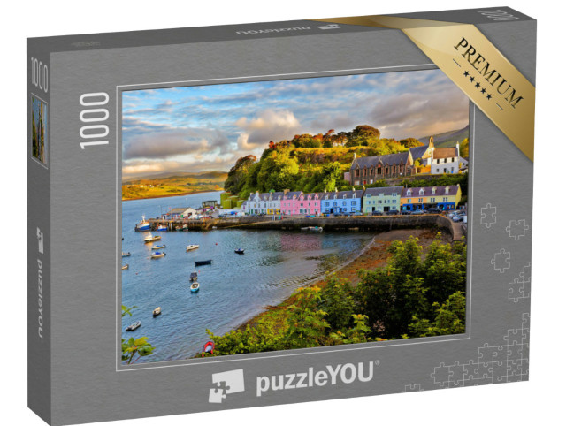 Puzzle 1000 Teile „Sonnenuntergang über Portree, Isle of Skye, Schottland“