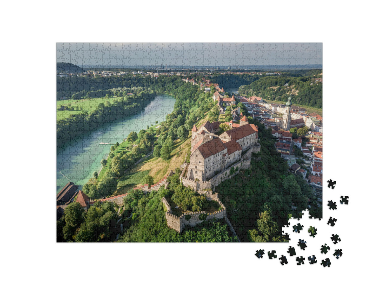Puzzle 1000 Teile „Burghausen mit längster Burg der Welt“