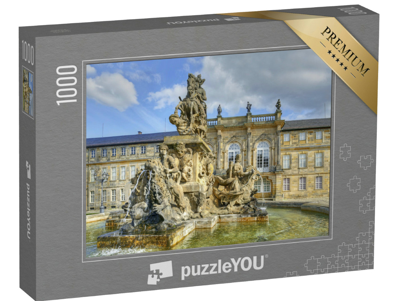Puzzle 1000 Teile „Bayreuth - Brunnen und Neues Schloss, Deutschland“