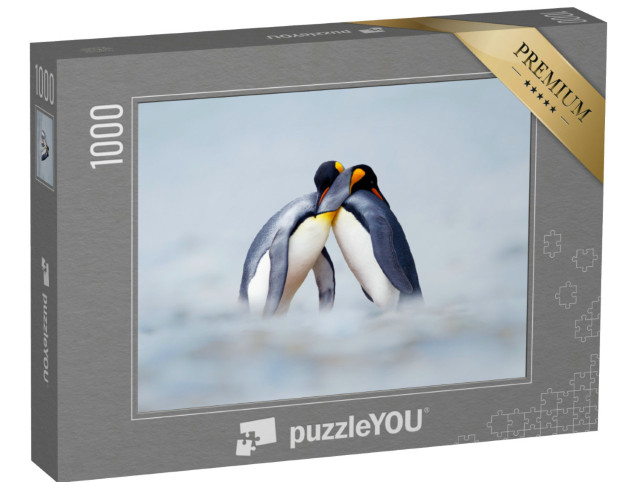 Puzzle 1000 Teile „Eng umschlungene Königspinguine trotzen der Kälte“