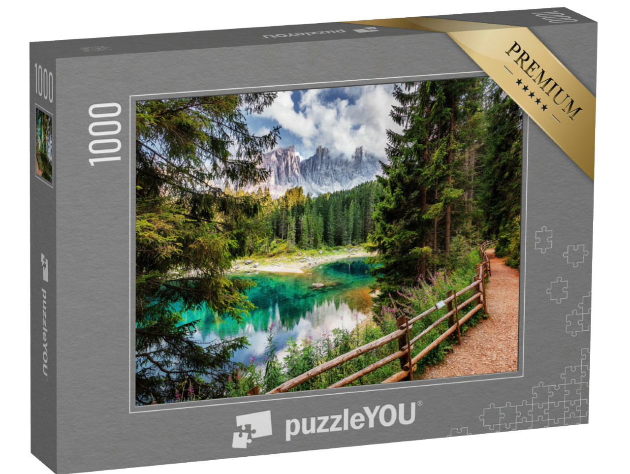 Puzzle 1000 Teile „Lago di Carezza See in den Dolomiten Alpen, Tirol, Italien“