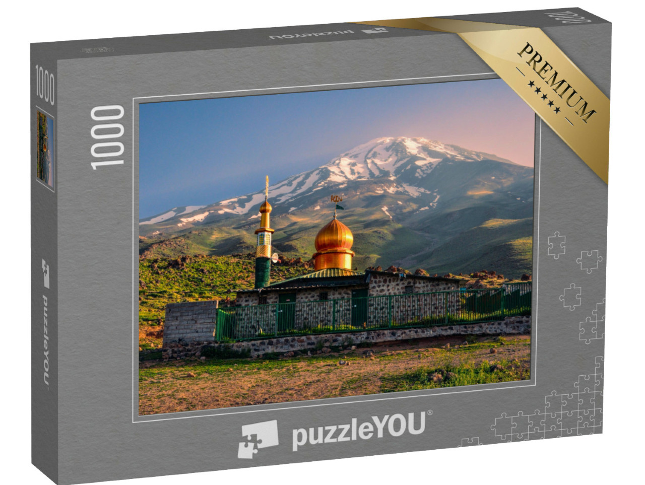 Puzzle 1000 Teile „Moschee unterhalb des Vulkans Damavand, Iran“