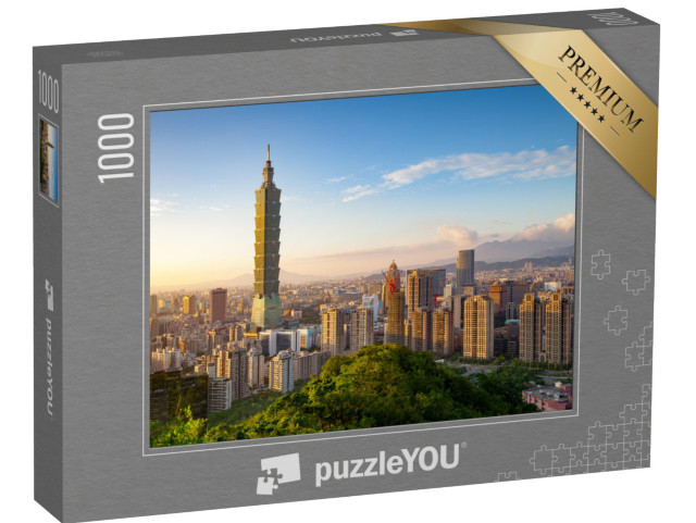 Puzzle 1000 Teile „Stadt Taipeh bei Sonnenuntergang, Taiwan“