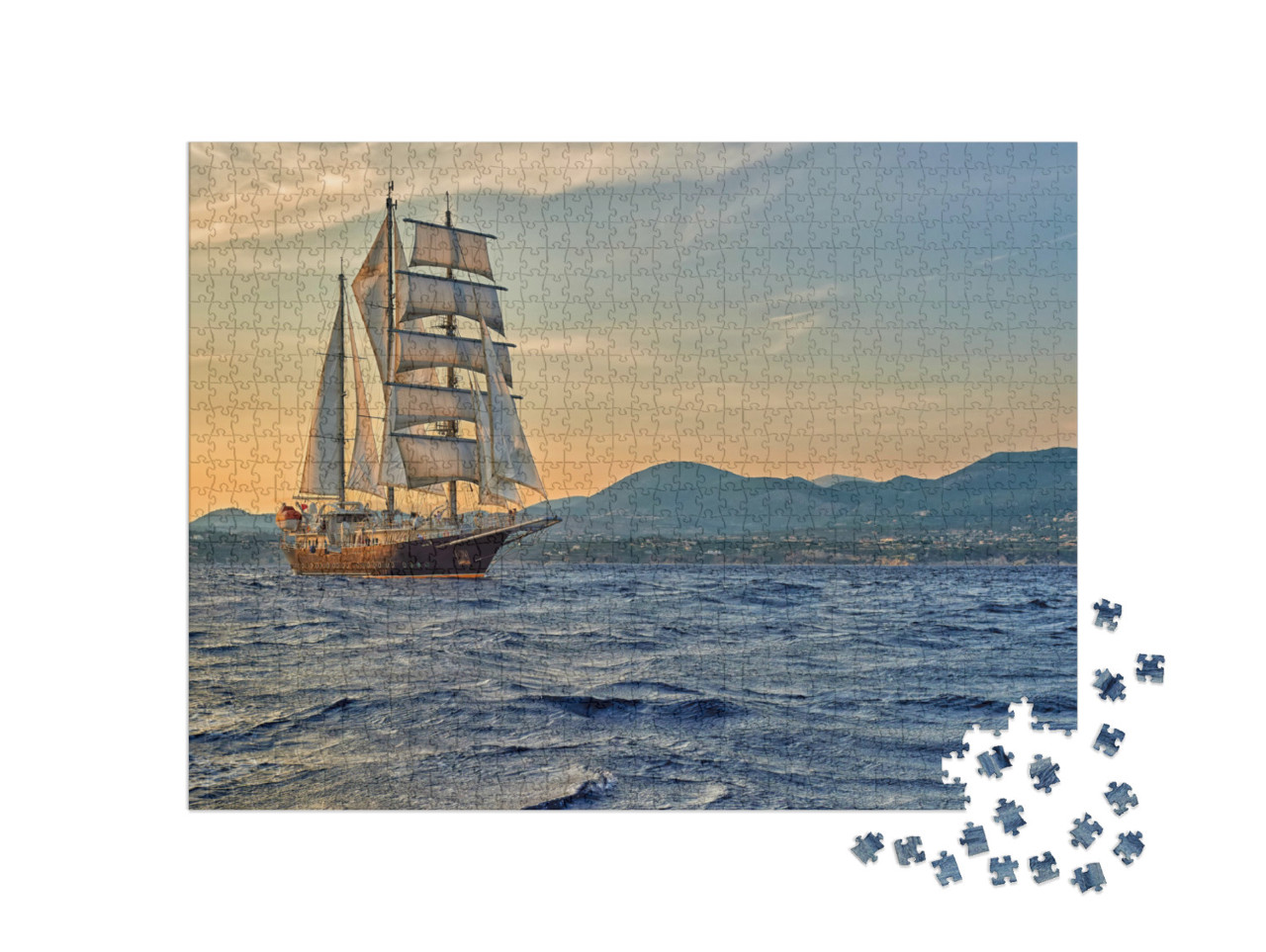 Puzzle 1000 Teile „Ein Segelschiff auf seiner Reise“
