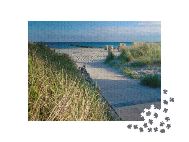 Puzzle 1000 Teile „Blick auf den Sandstrand der Insel Fehmarn an der Ostsee“