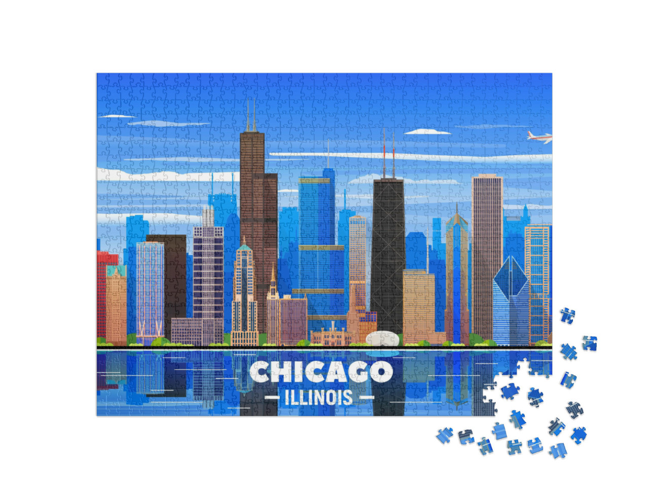 Puzzle 1000 Teile „Skyline von Chicago  “