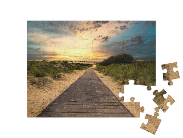 Puzzle 48 Teile „Wunderschöner Abendhimmel über Borkum, Deutschland“