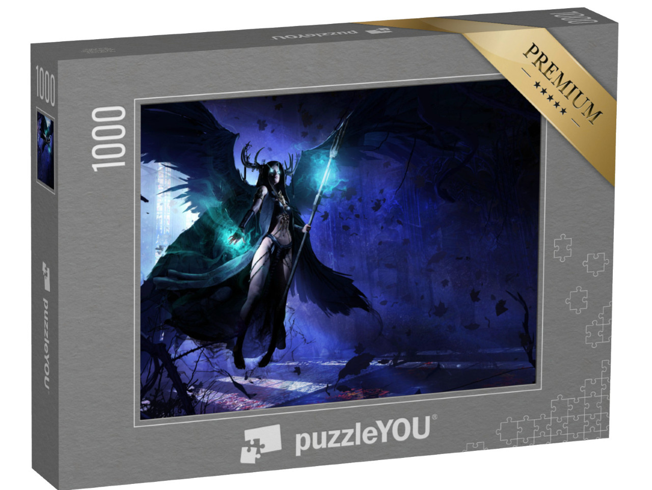 Puzzle 1000 Teile „Weiblicher schwarzer Todesengel“