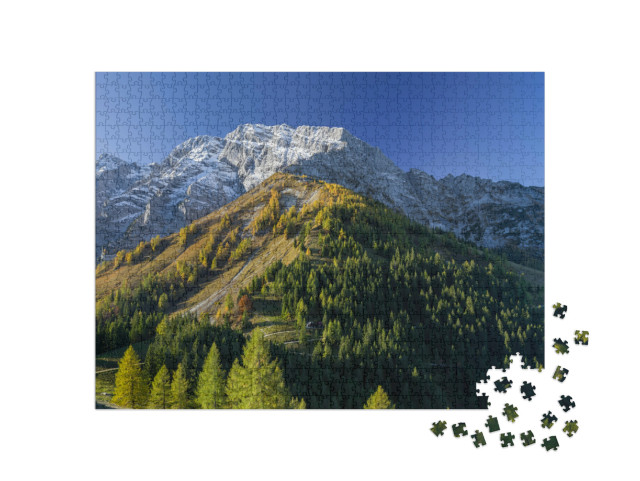 Puzzle 1000 Teile „Panorama deutsch-österreichische Alpen bei Berchtesgaden“