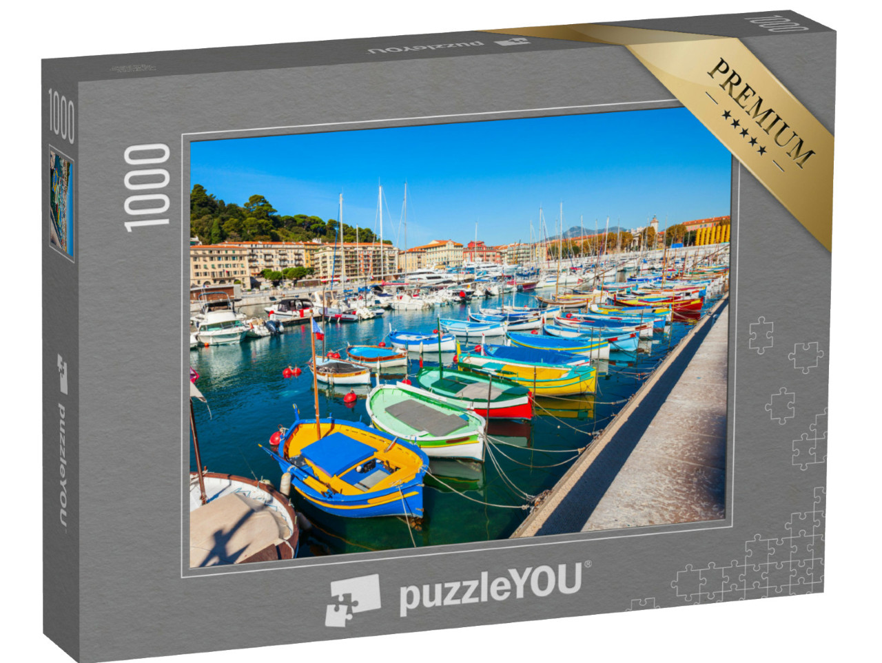 Puzzle 1000 Teile „Hafen von Nizza mit Booten und Yachten, Cote d'Azur in Frankreich“