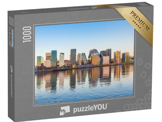 Puzzle 1000 Teile „Moderne Architektur: Oslo spiegelt sich im Wasser“