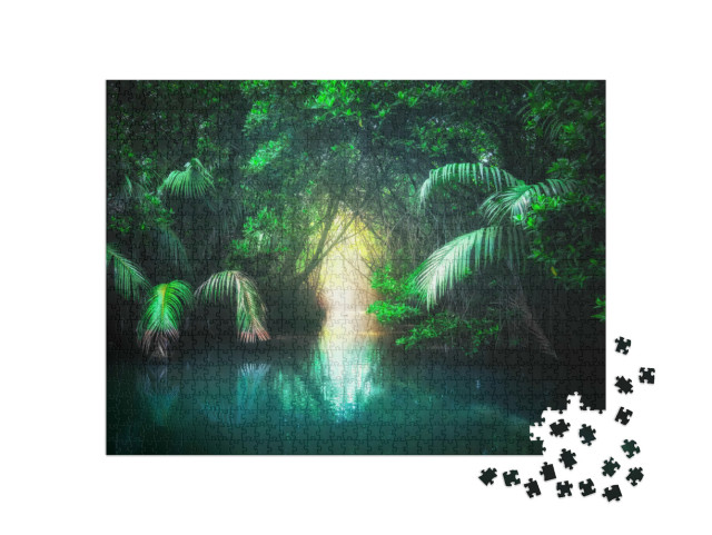 Puzzle 1000 Teile „Fantasievolle Dschungellandschaft mit See, Sri Lanka“